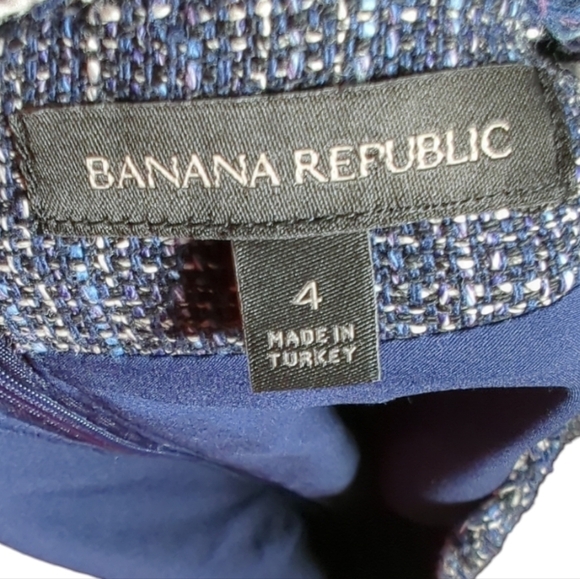 Banana Republic Blue Tweed Fit And Flare Dress Size 4 - Picture 3 of 7